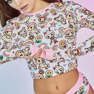 Dolls Kill X Tokidoki Donutella Crop Thermal Top Sz L/XL NWT